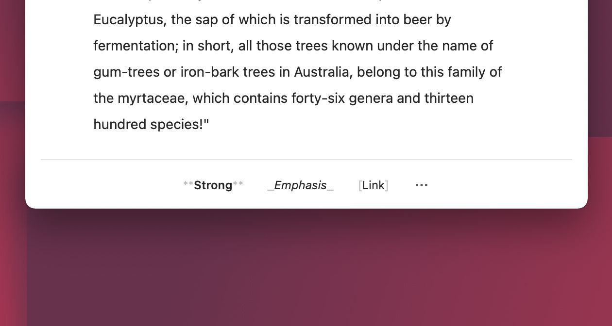 At the bottom of the editor: the new markup bar
