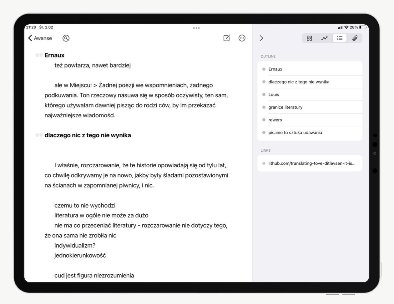 The Well. Writing a PhD Thesis in Ulysses (and a Couple of Other Apps)