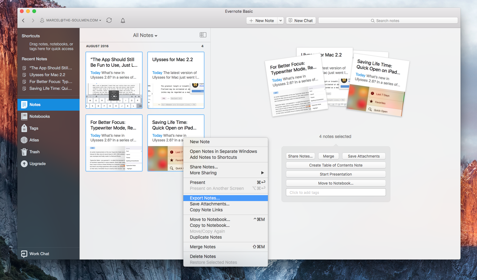 evernote for mac where did the export all notes go