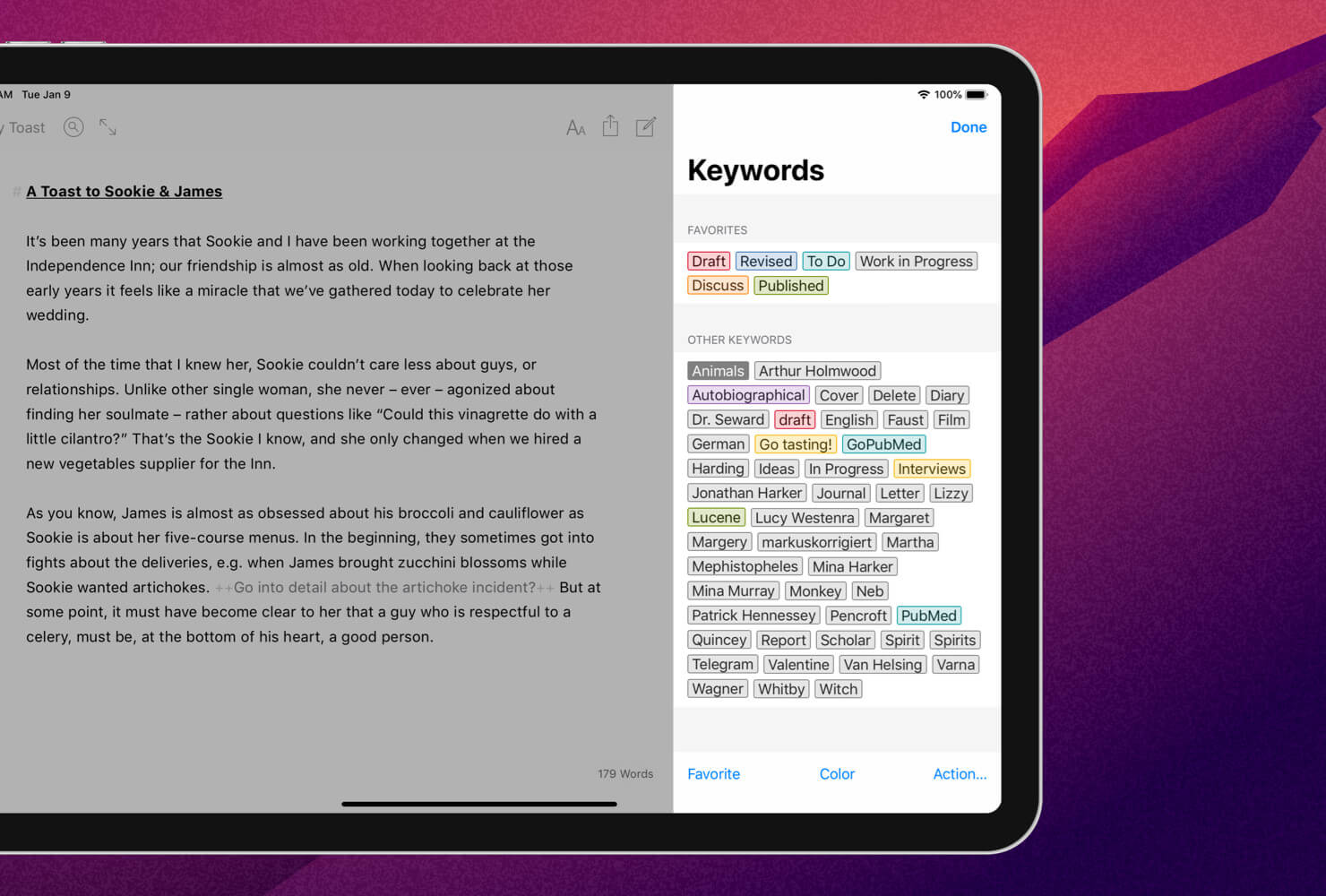 Keyword management on iPad