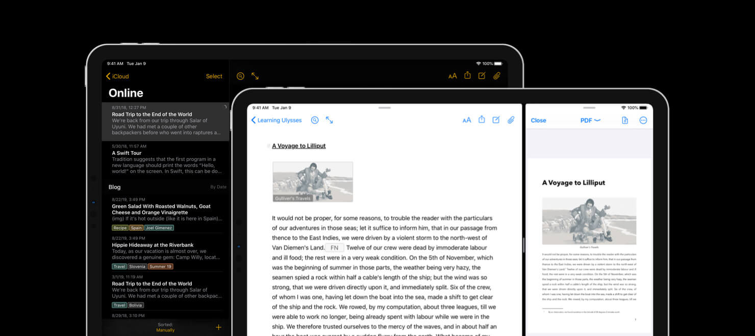 Ulysses supports iOS Dark Mode and iPadOS multitasking features